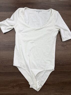LOFT White Bodysuit Sz S